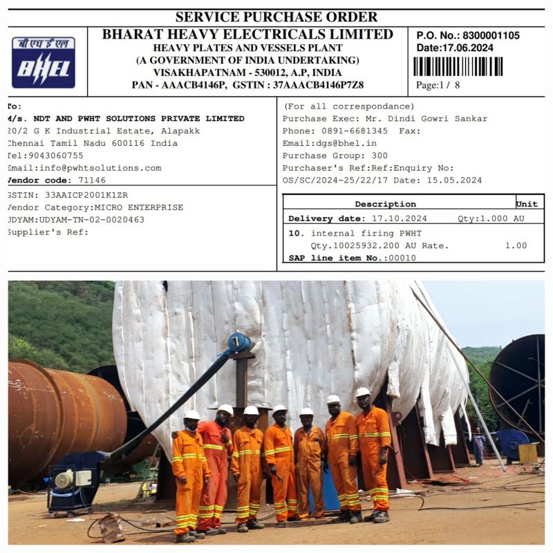 Prestigious Post Weld Heat Treatment (PWHT) project using the advanced High-Speed Diesel Firing Technique